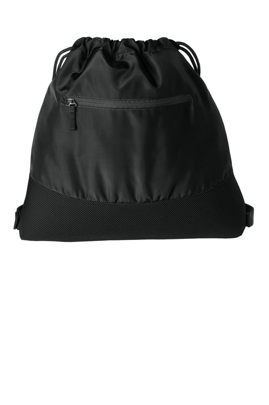 Front View of DeepBlack Port Authority Agility Mesh Pocket Cinch BG619