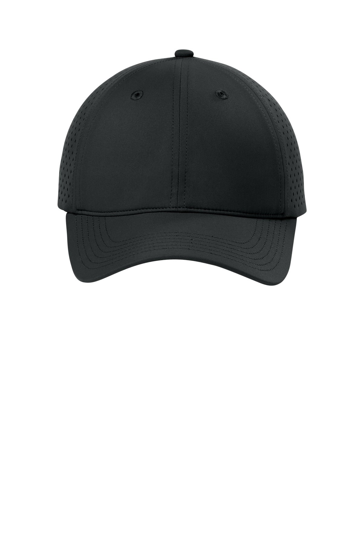 Front View of DeepBlack Port Authority All-Day Performance UPF Perforated Cap C995