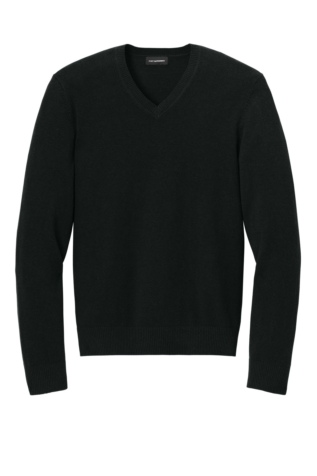 Front View of DeepBlack Port Authority Easy Care V-Neck Sweater SW2850
