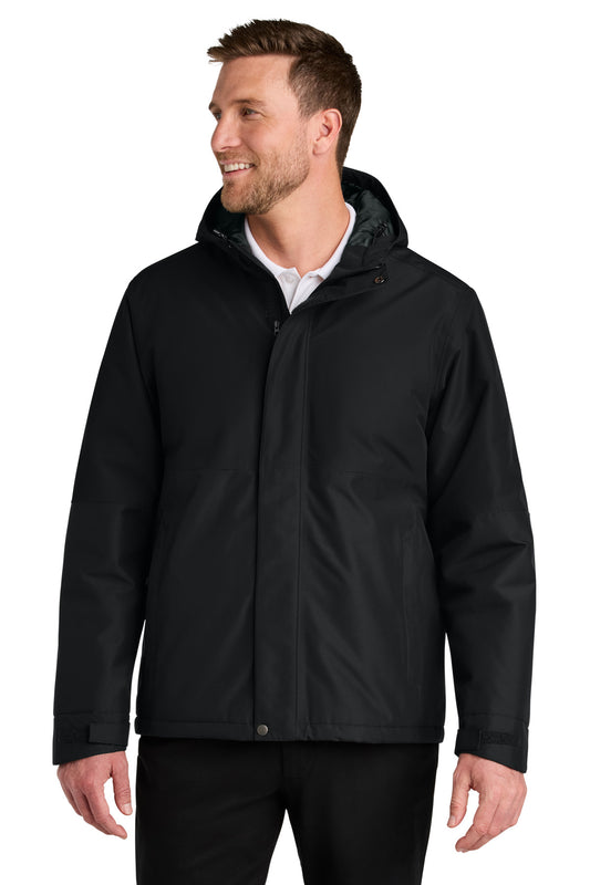 Front View of DeepBlack Port Authority Insulated Heavy Ripstop Jacket J721
