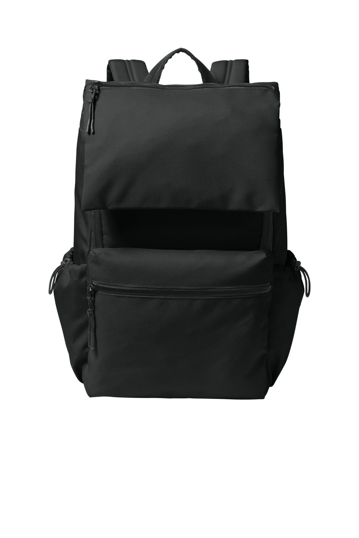 Front View of DeepBlack Port Authority Matte Oxford Backpack BG940