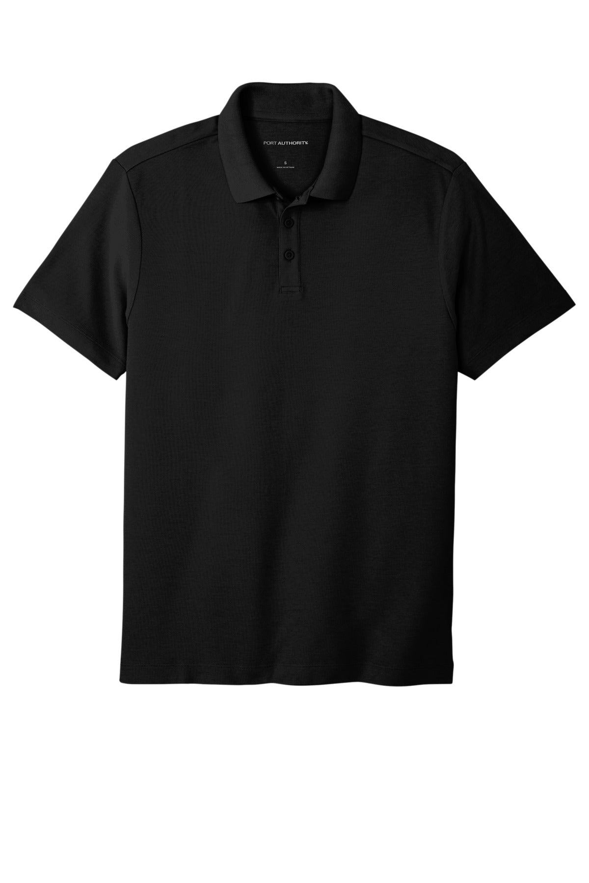 Front View of DeepBlack Port Authority SuperPro React Polo. K810