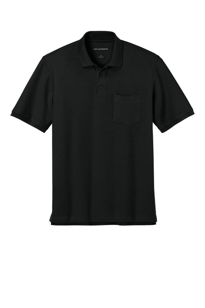 Front View of DeepBlack Port Authority Tall Wearever Signature Pique Pocket Polo TLK200P