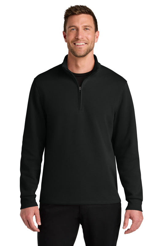 Front View of DeepBlack Port Authority Wearever Signature Double Pique 1/4-Zip K210