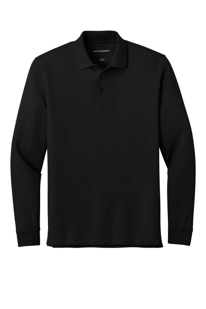 Front View of DeepBlack Port Authority Wearever Signature Pique Long Sleeve Polo K200LS