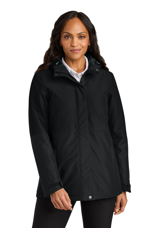 Front View of DeepBlack Port Authority Women's Insulated Heavy Ripstop Jacket L721
