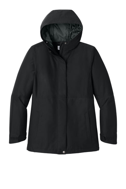 Front View of DeepBlack Port Authority Women's Insulated Heavy Ripstop Jacket L721