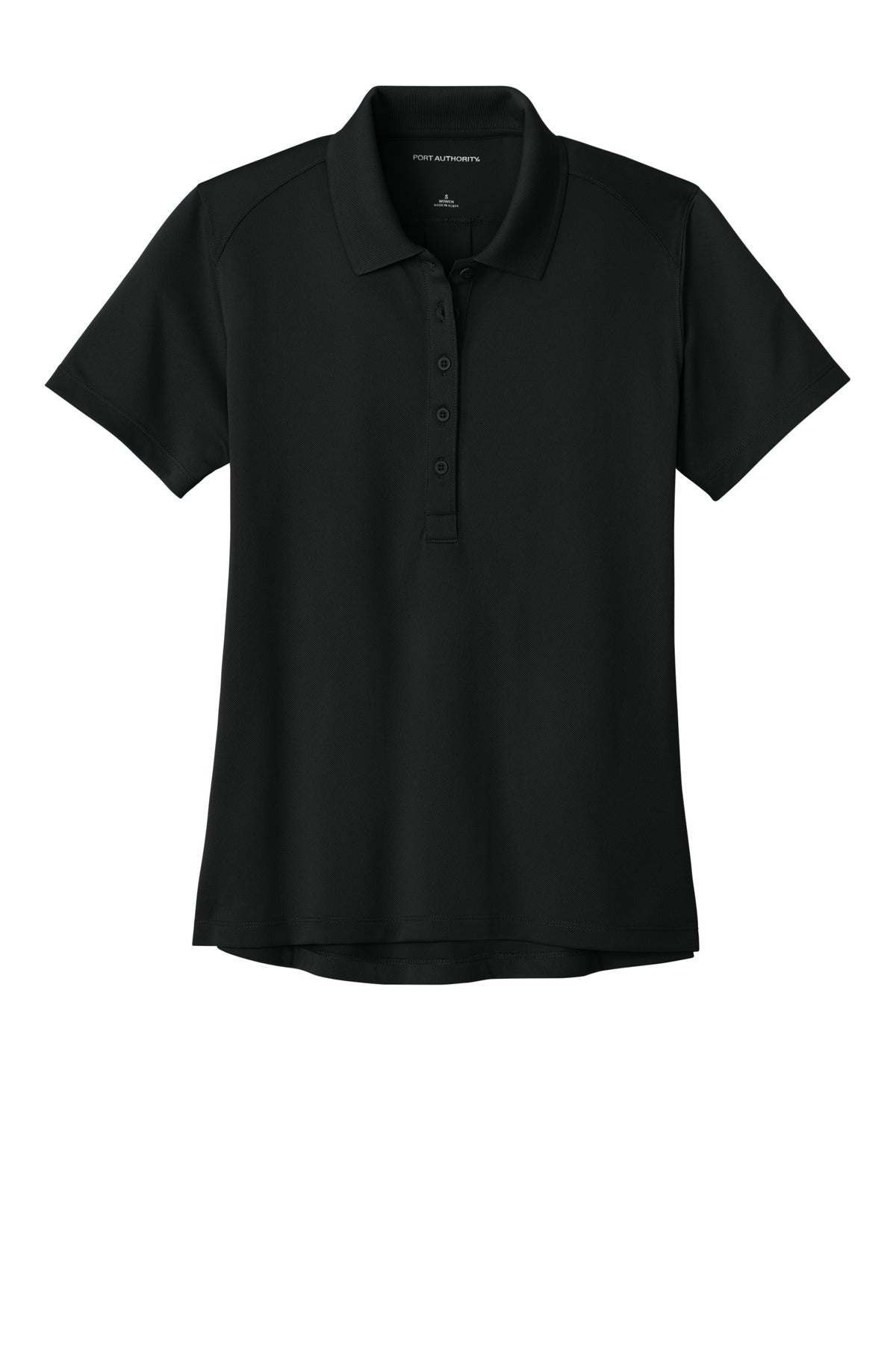 Front View of DeepBlack Port Authority Women's Wearever Performance Pique Polo LK240