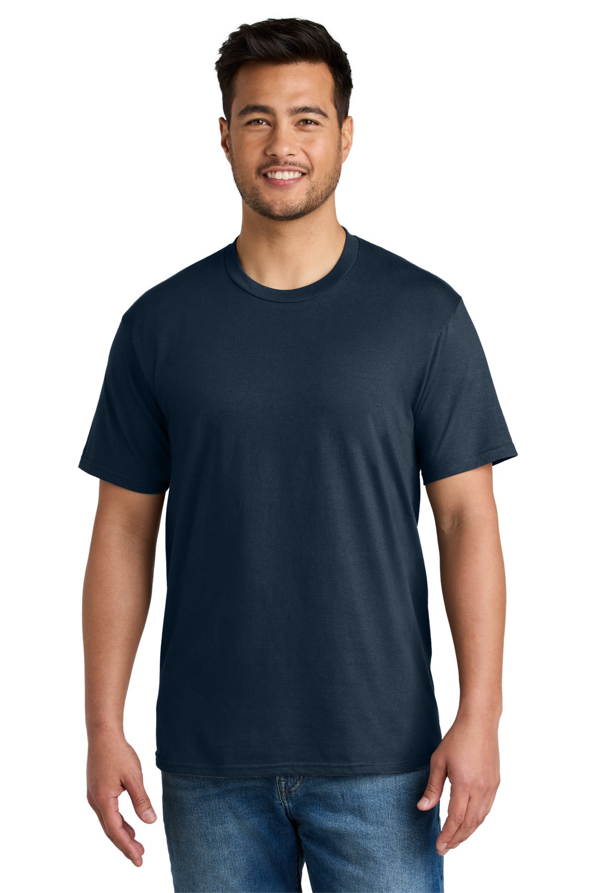 Front View of DeepNavy Port & Co CVC Tee PC340