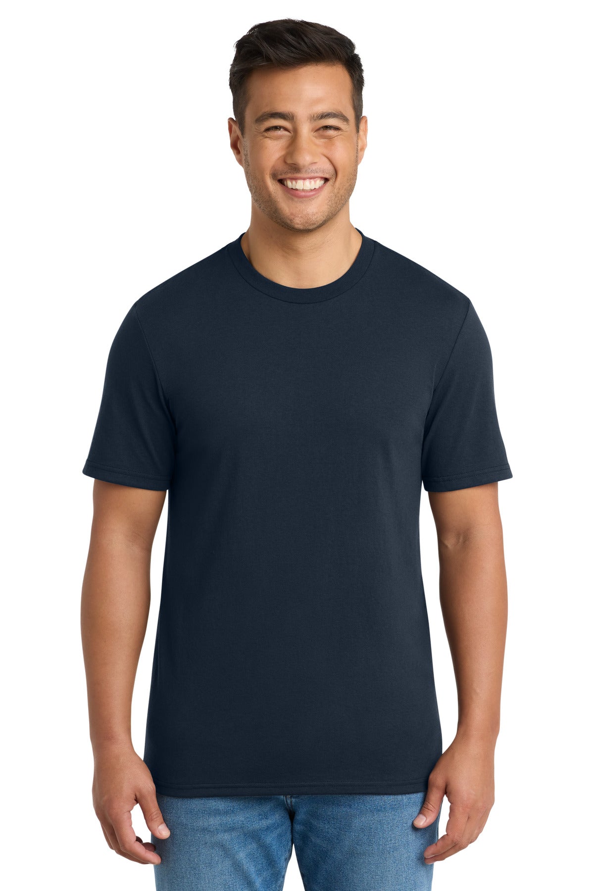 Front View of DeepNavy Port & Co Tri-Blend Tee. PC330