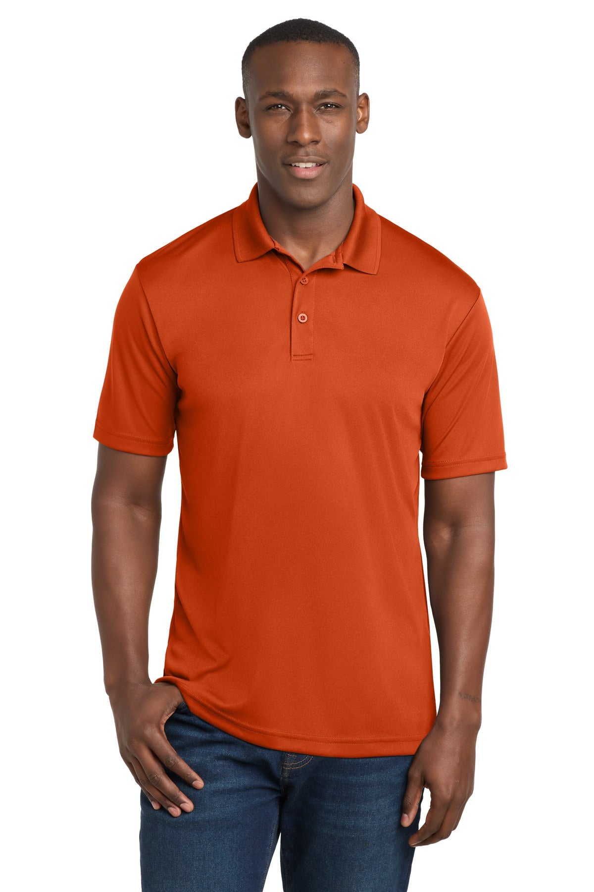 Front View of DeepOrange Sport-Tek PosiCharge Competitor Polo. ST550