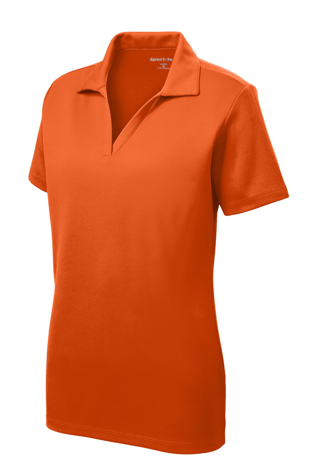 Front View of DeepOrange Sport-Tek Women's PosiCharge RacerMesh Polo. LST640