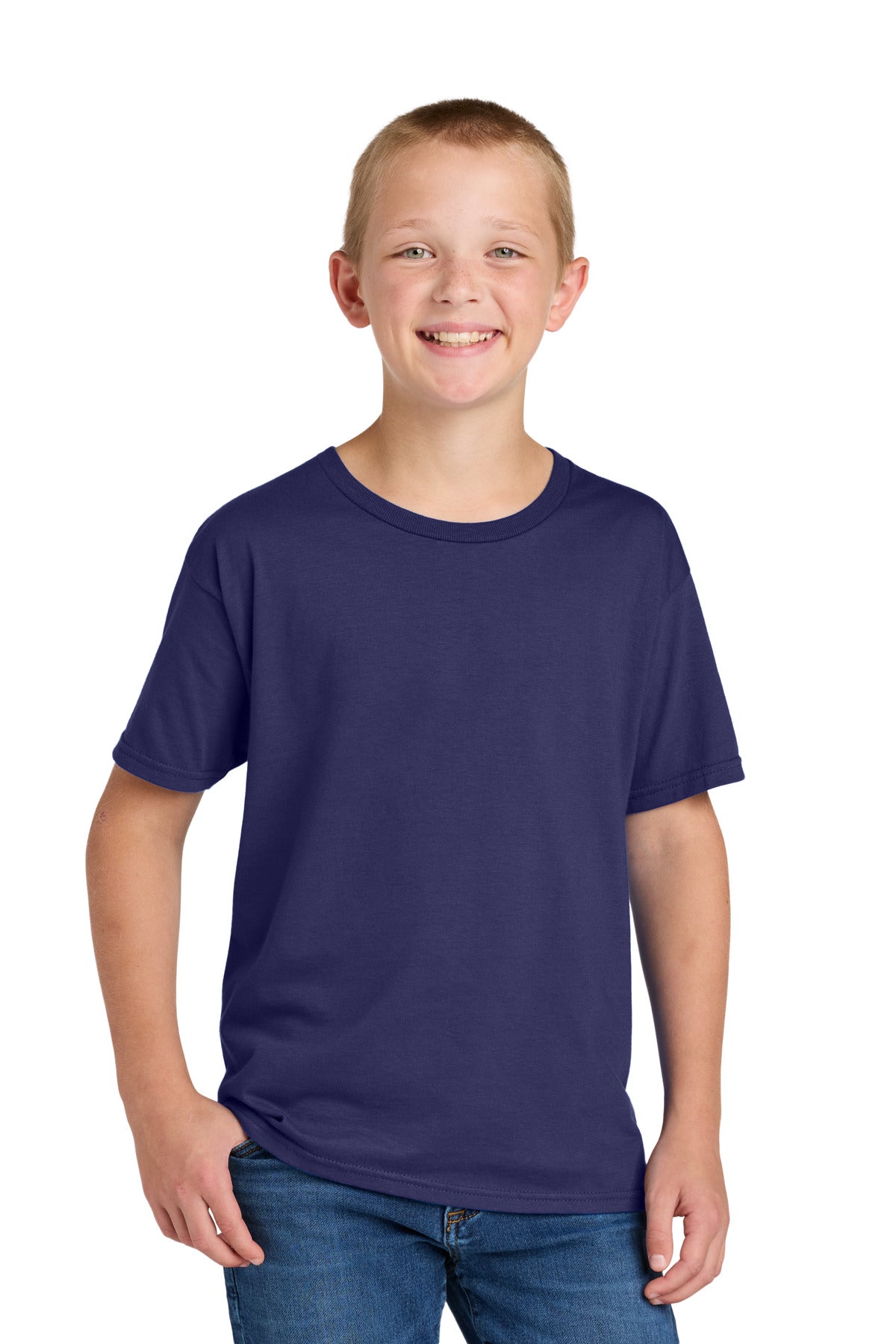Front View of DeepPurple Jerzees Classics Youth Cotton T-Shirt 363Y
