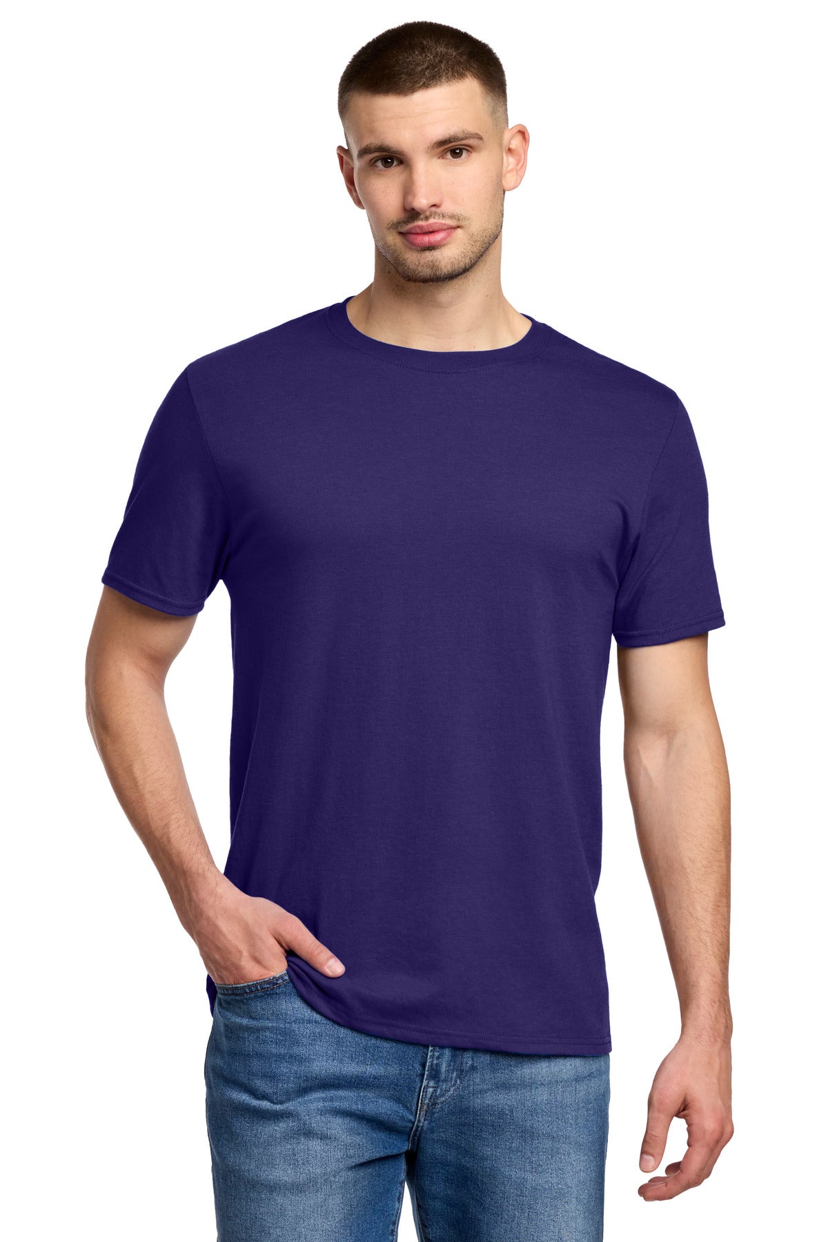 Front View of DeepPurple Jerzees Premium Blend Ring Spun T-Shirt 560M