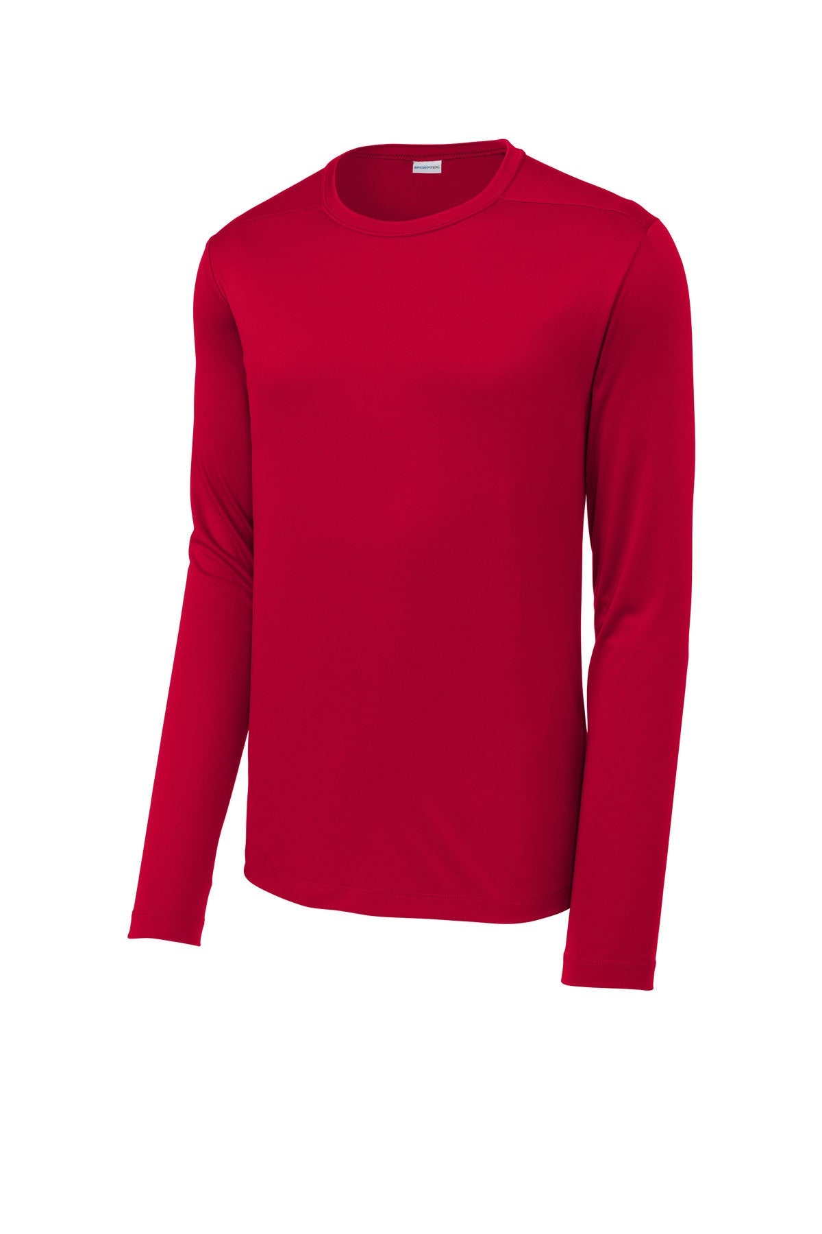 Front View of DeepRed Sport-Tek Posi-UV Pro Long Sleeve Tee. ST420LS