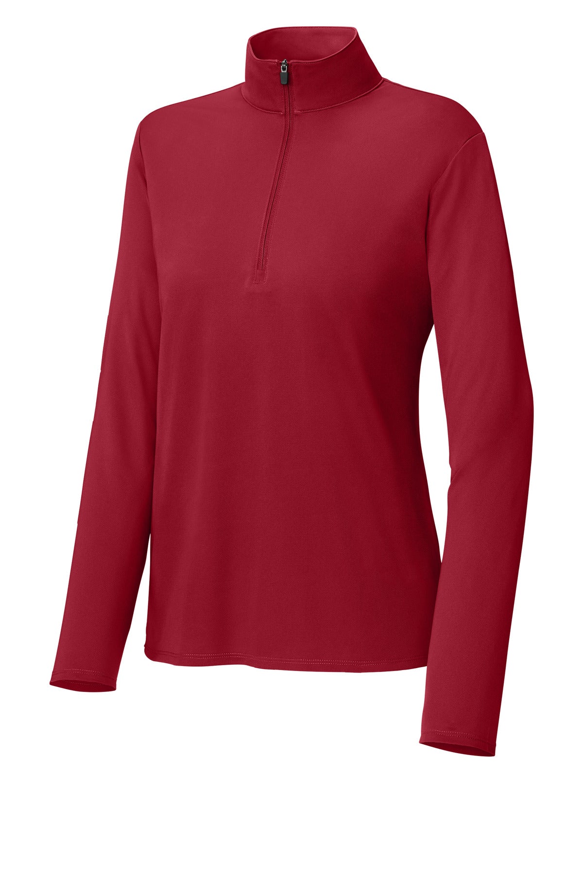 Front View of DeepRed Sport-Tek Women's Micropique Sport-Wick 1/4-Zip LST672