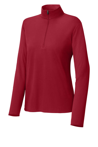 Front View of DeepRed Sport-Tek Women's Micropique Sport-Wick 1/4-Zip LST672