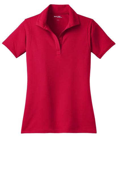 Front View of DeepRed Sport-Tek Women's Micropique Sport-Wick Polo. LST650