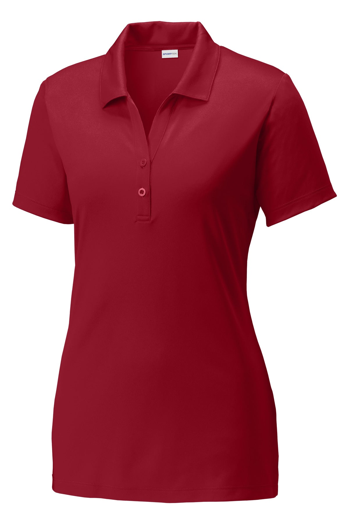 Front View of DeepRed Sport-Tek Women's PosiCharge Competitor Polo. LST550