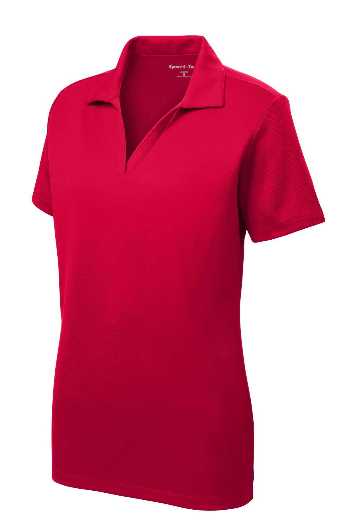 Front View of DeepRed Sport-Tek Women's PosiCharge RacerMesh Polo. LST640