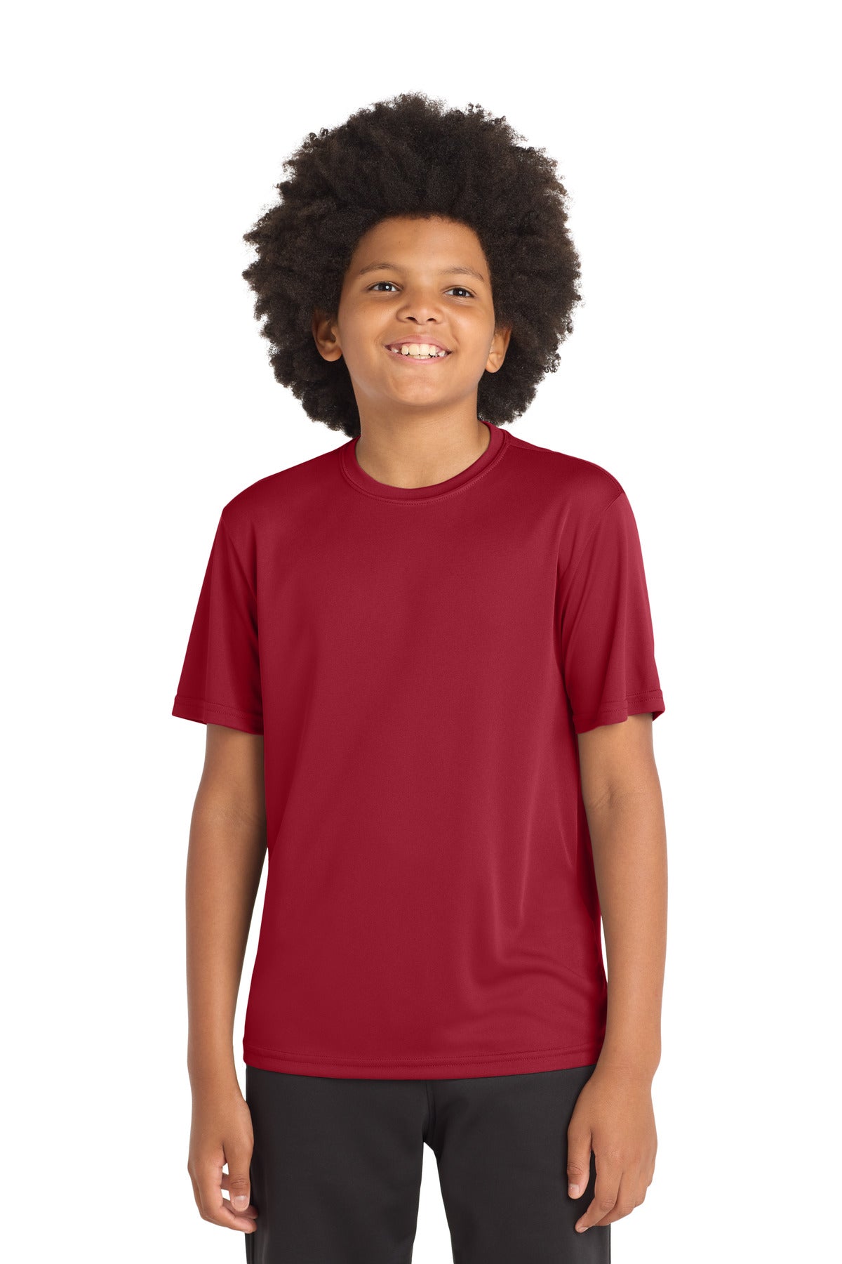 Front View of DeepRed Sport-Tek Youth PosiCharge Competitor Tee. YST350