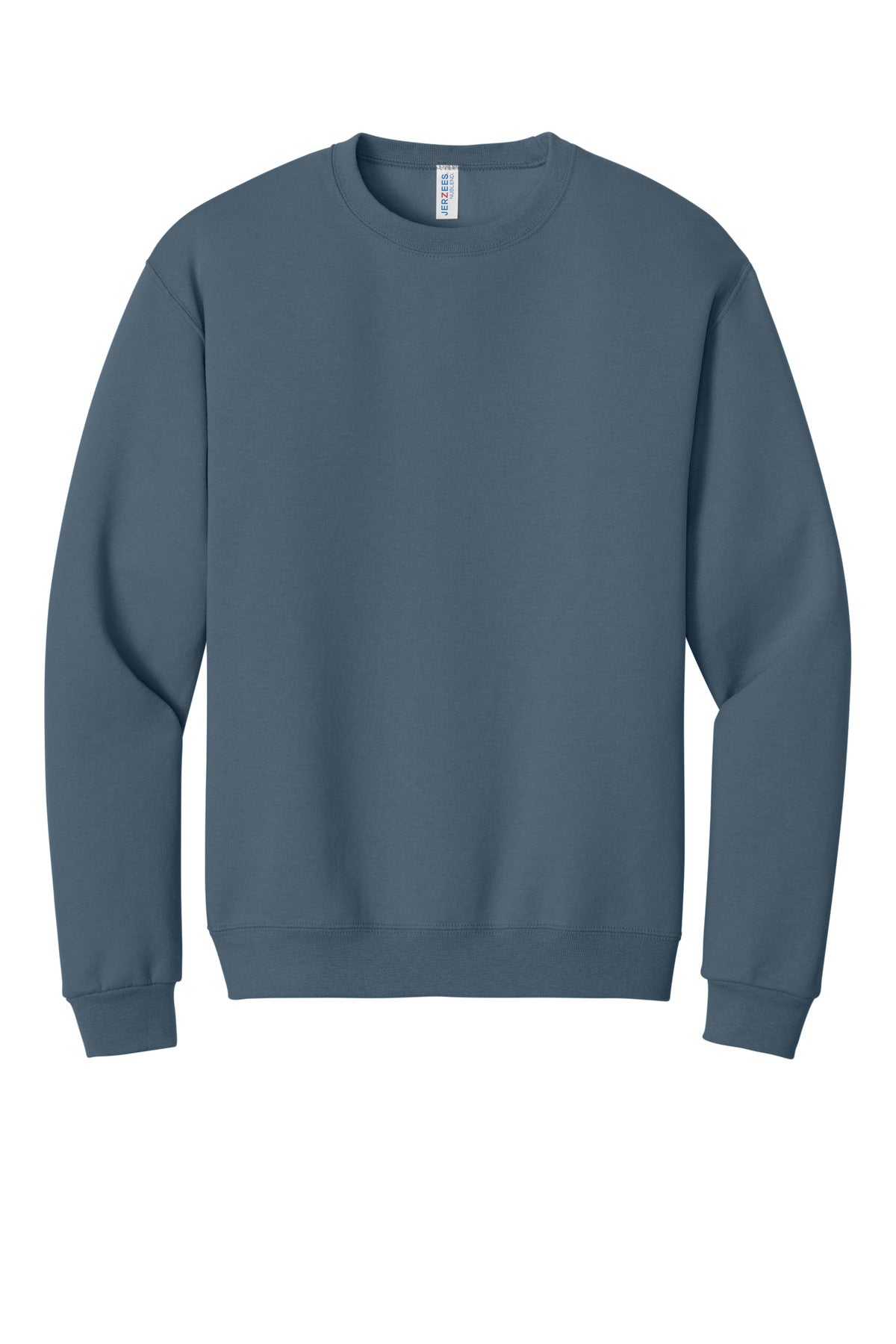 Front View of Denim Jerzees - NuBlend Crewneck Sweatshirt. 562M