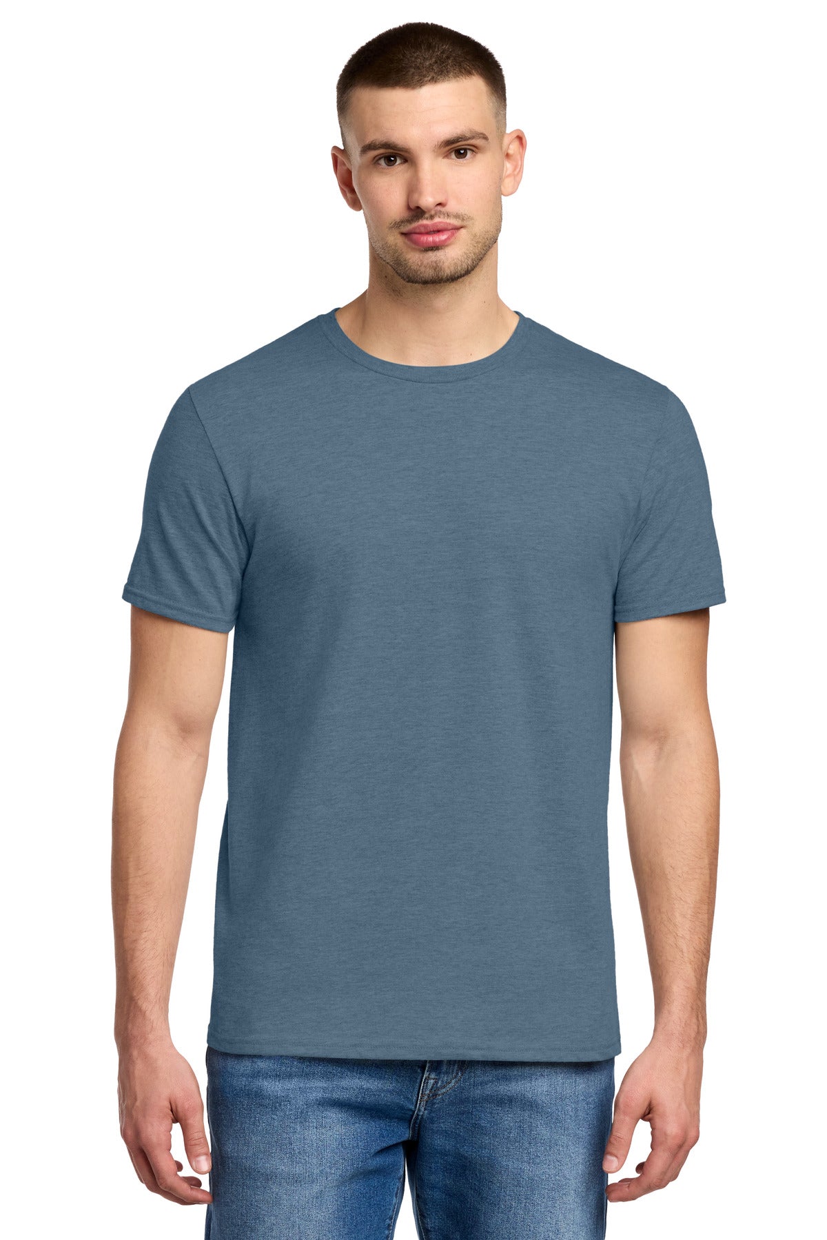 Front View of DenimHthr Jerzees Premium Blend Ring Spun T-Shirt 560M