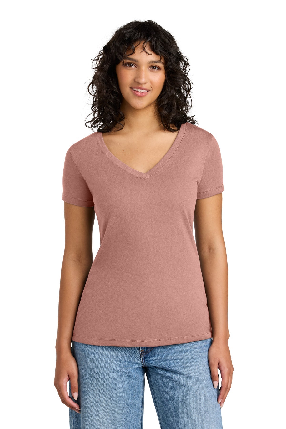 Front View of DesertPink Next Level Apparel Women's Ideal V-Neck Tee NL1540