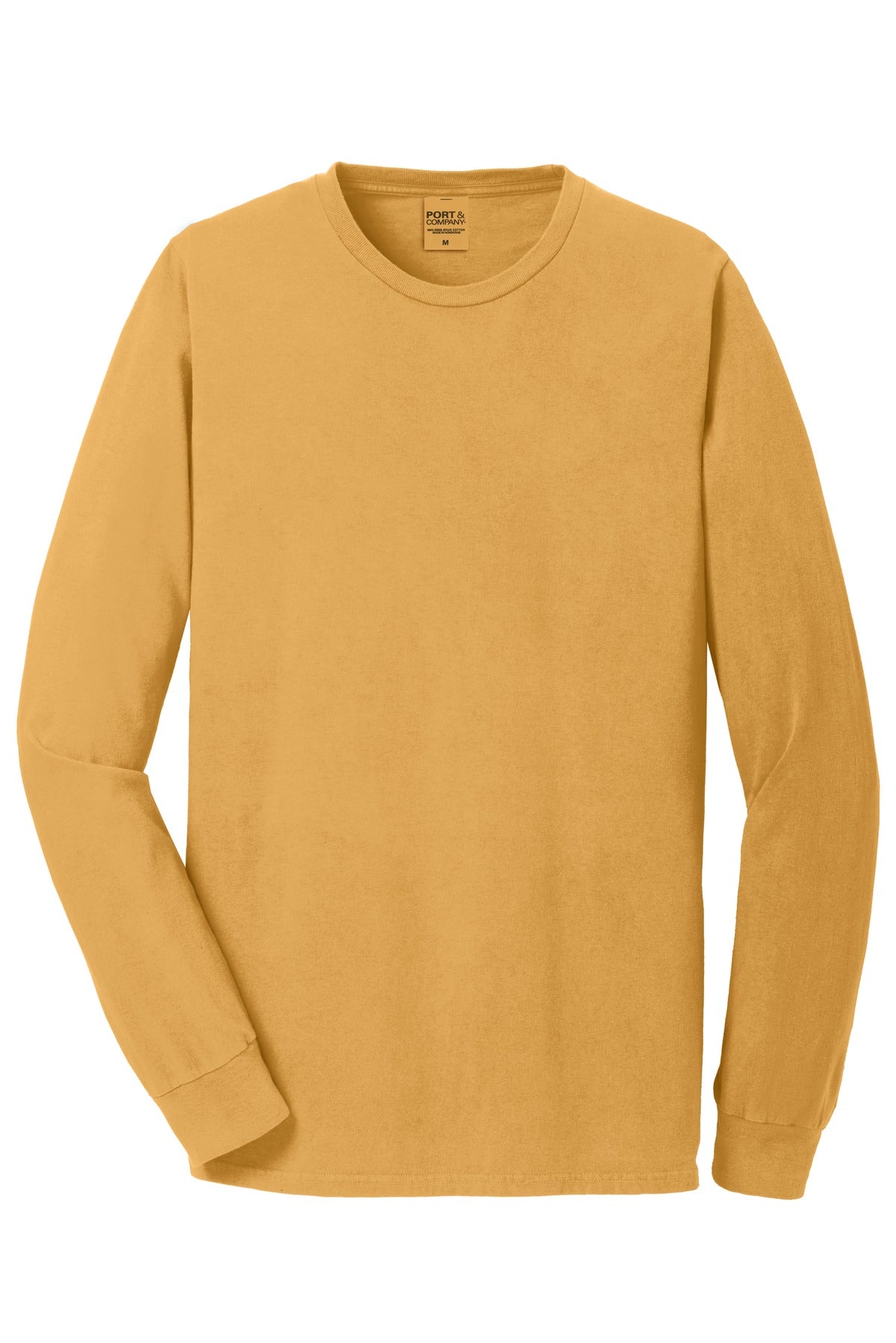 Front View of Dijon Port & Co Beach Wash Garment-Dyed Long Sleeve Tee PC099LS