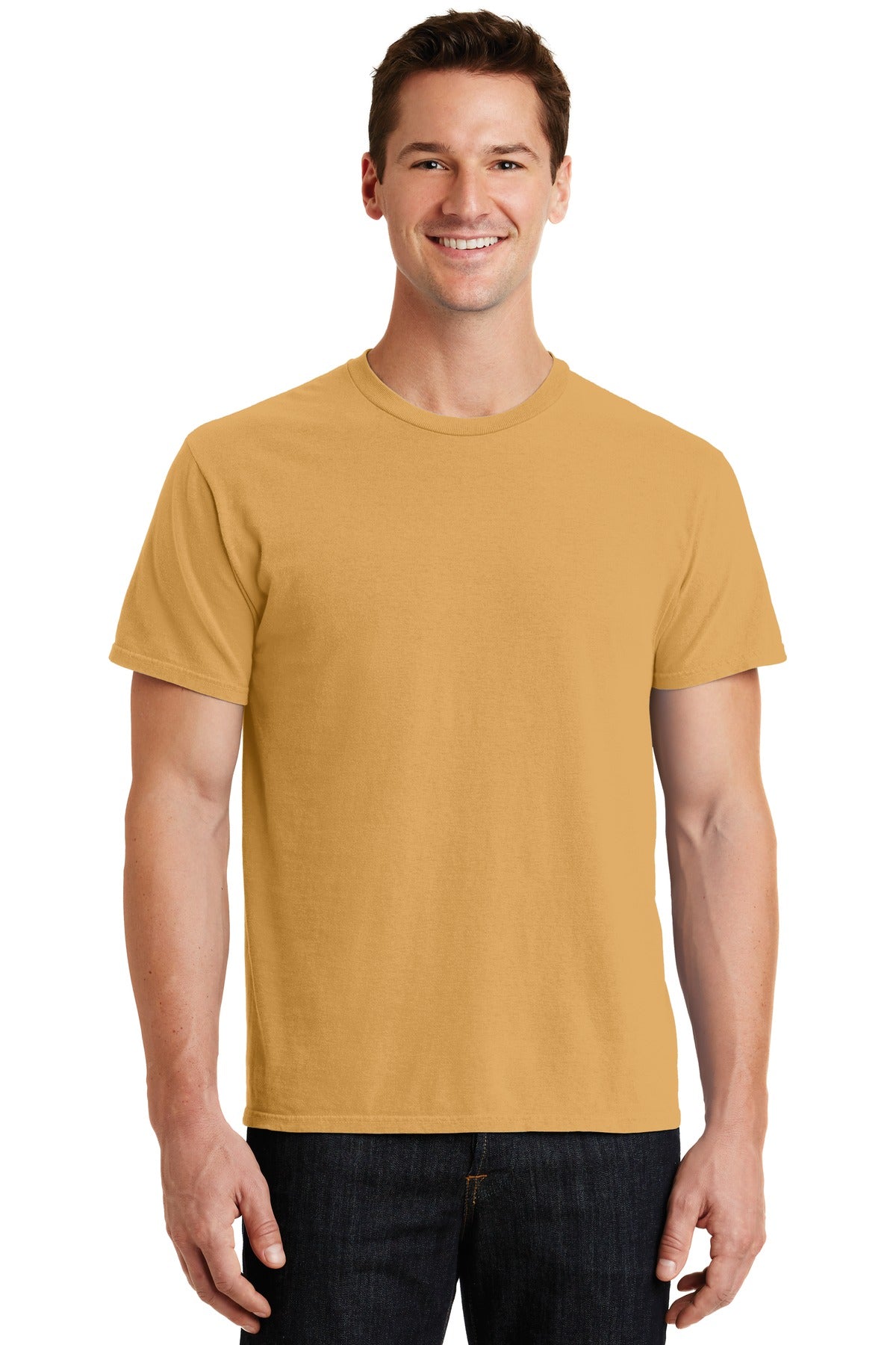 Front View of Dijon Port & Co Beach Wash Garment-Dyed Tee. PC099