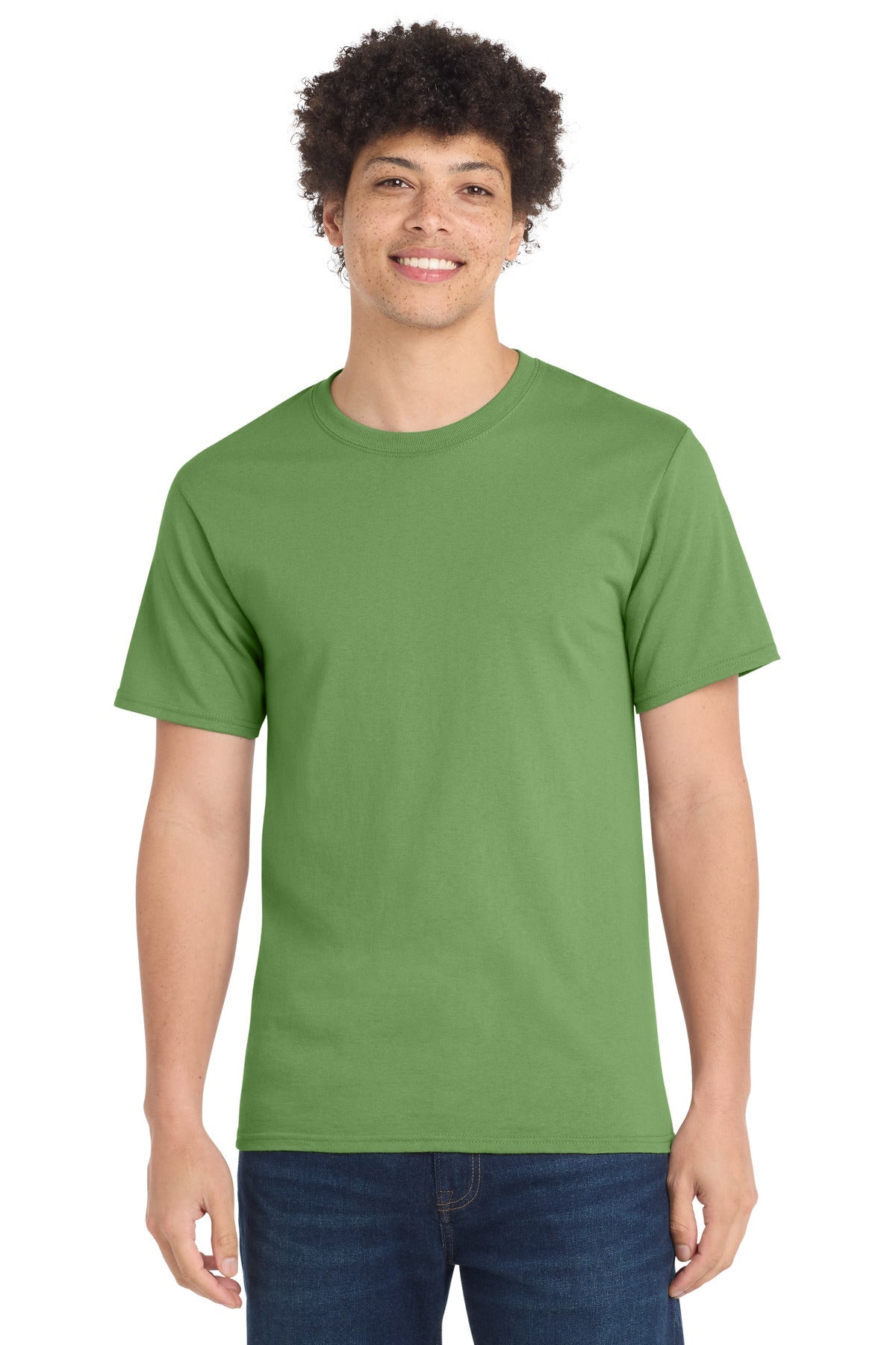 Front View of Dill Green Port & Co Tall Essential Tee. PC61T