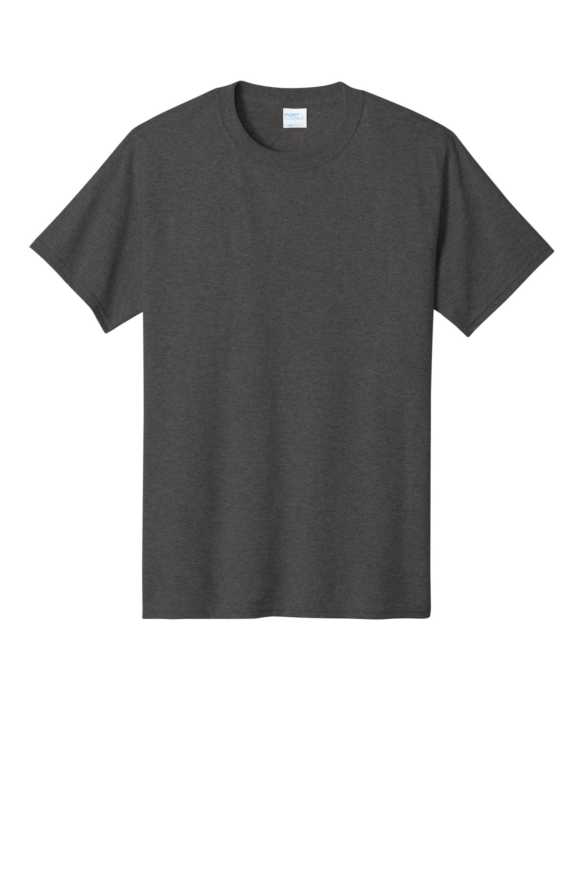 Front View of Dk Hthr Grey Port & Co Core Cotton Tee. PC54