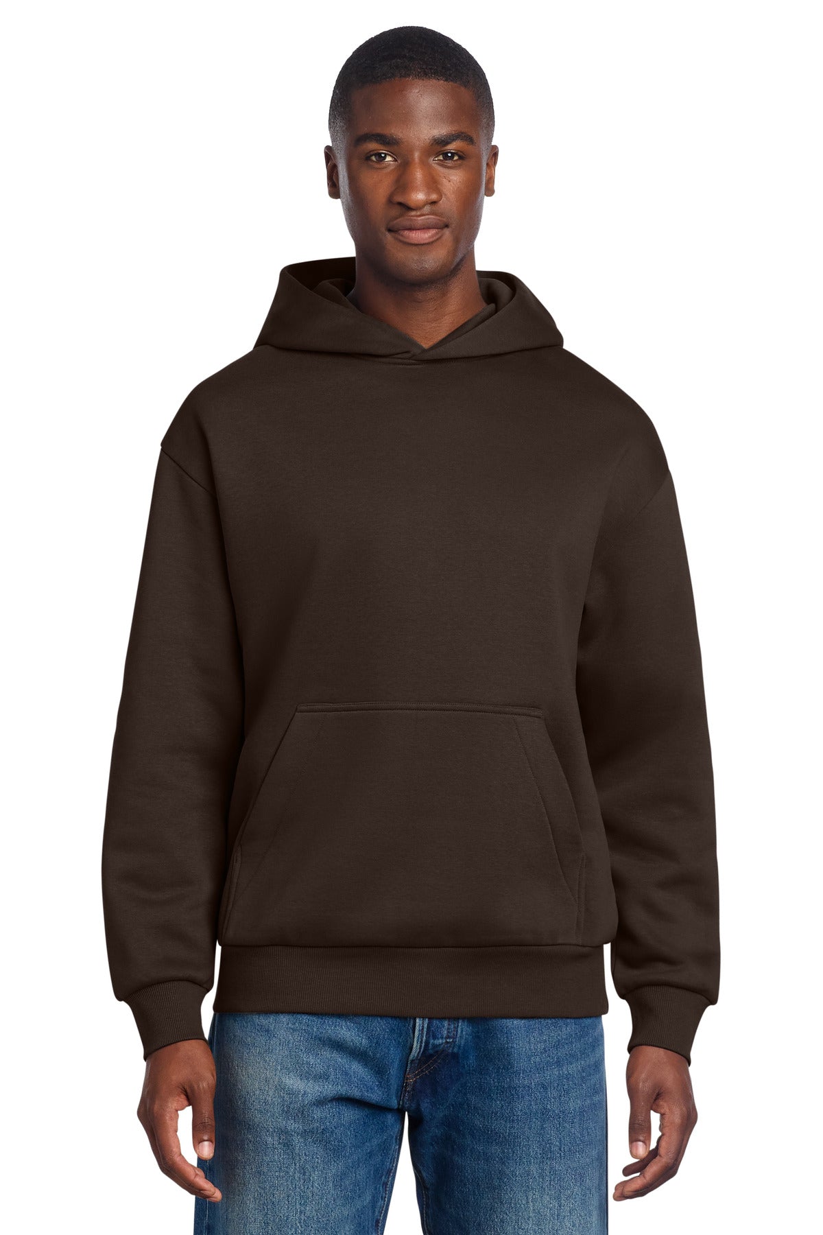 Front View of DkChocBrn District V.I.T. Heavyweight Fleece Hoodie DT6150