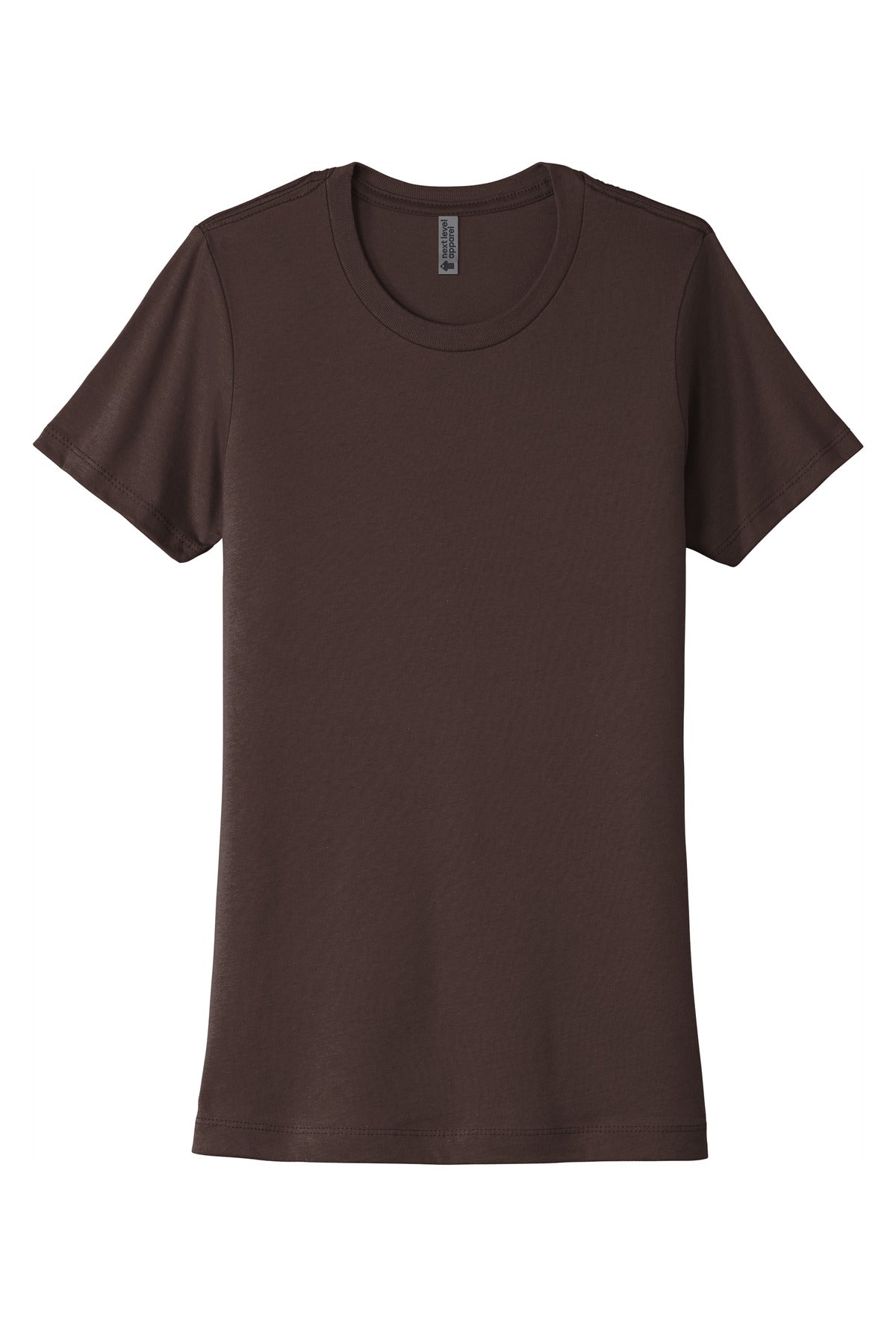 Front View of DKChocolte Next Level Apparel Women's Cotton Tee. NL3900