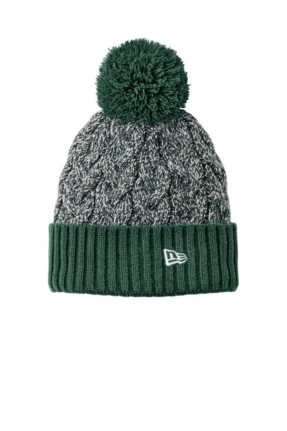 Front View of DkGn/Gp/Wh New Era Marled Knit Pom Beanie NE910