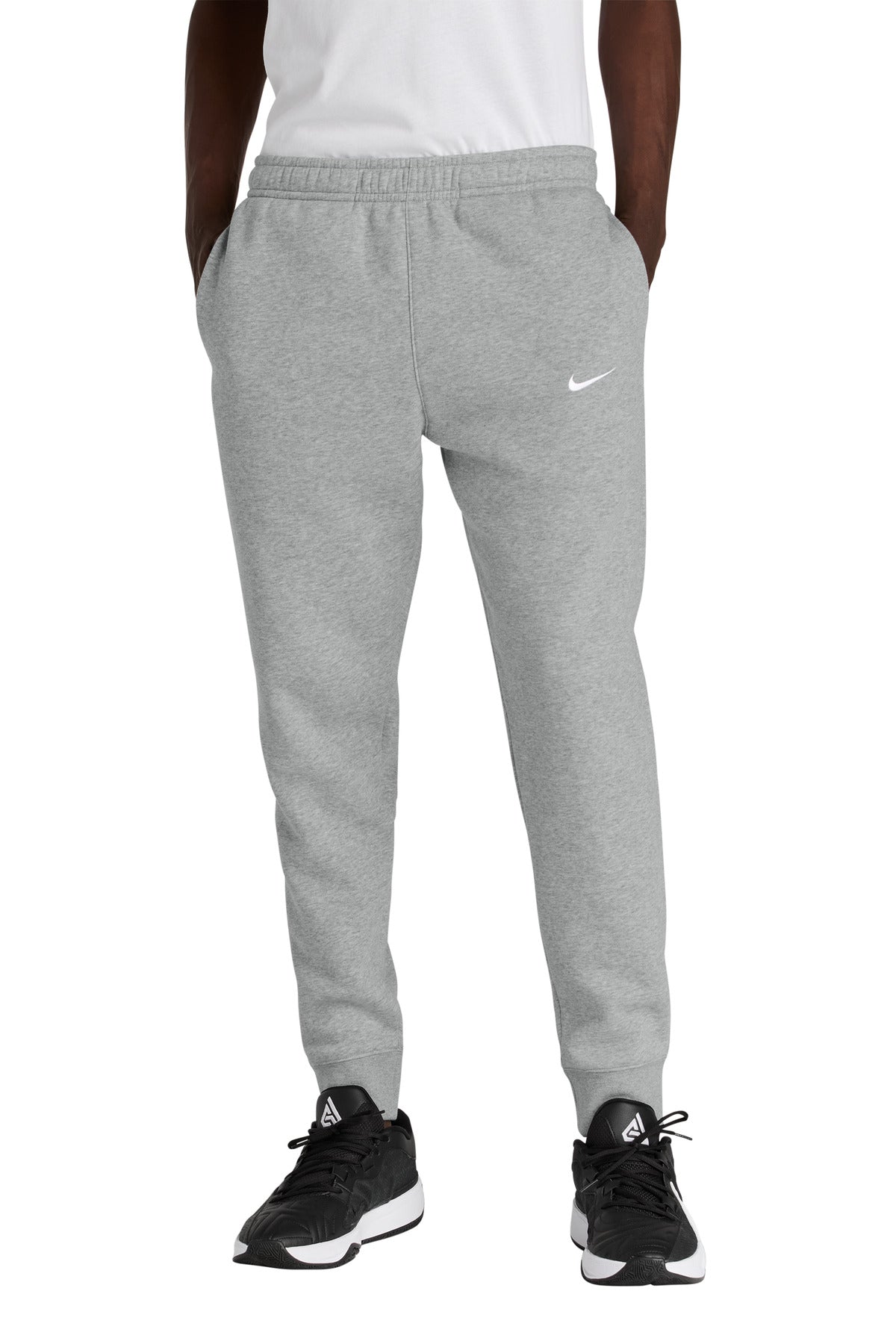 Front View of DkGyHthr Nike Club Fleece Jogger NKHM8045