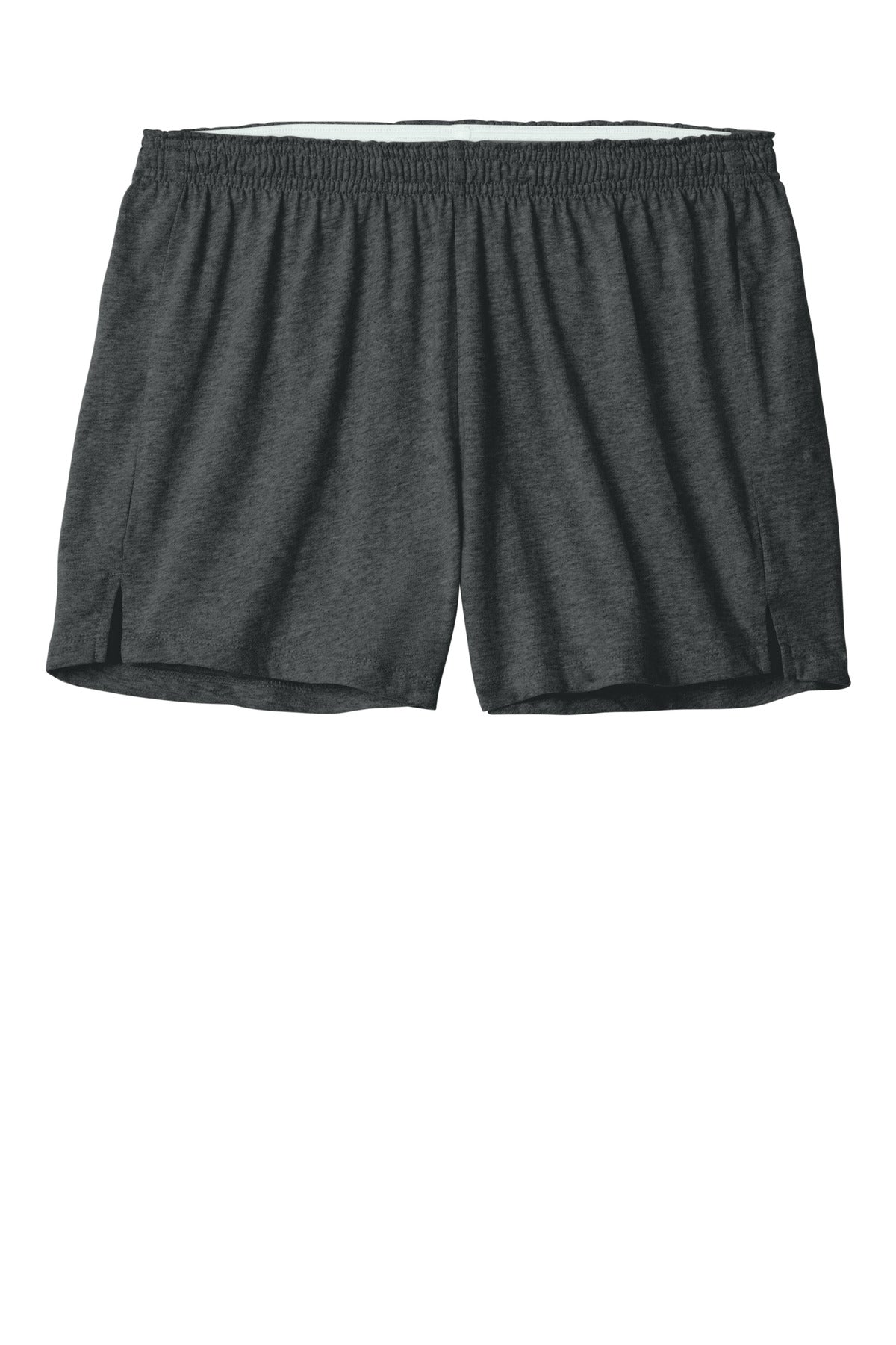 Front View of DkGyHthr Sport-Tek Women's Jersey Knit Squad Short LST311