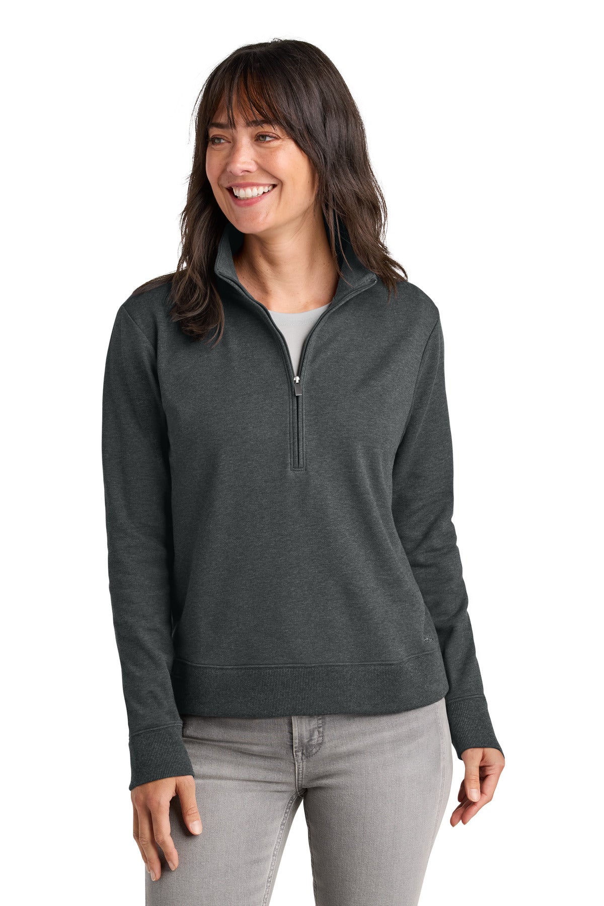 Front View of DkGyHthr TravisMathew Women's Ocean Villa 1/4-Zip TMA41428