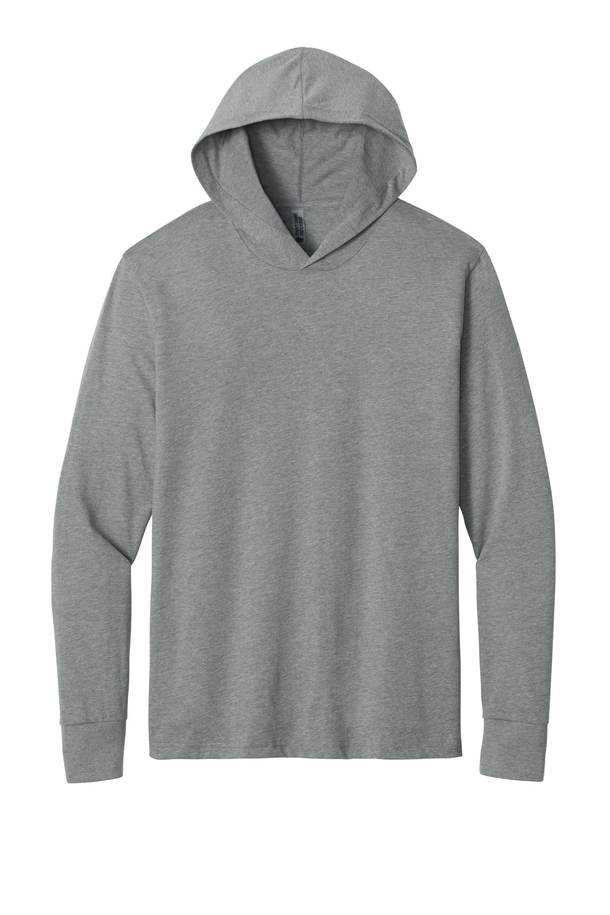 Front View of DkHtGray Next Level Apparel CVC Long Sleeve Hoodie NL6221
