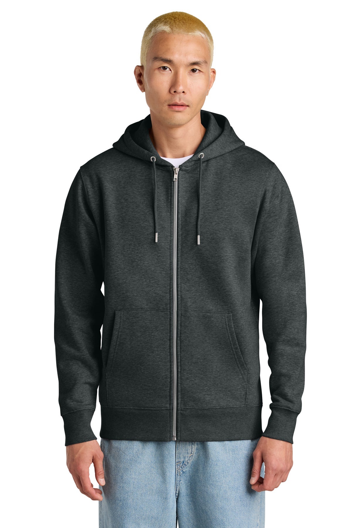 Front View of DkHtGry Stanley/Stella Unisex Cultivator 2.0 Full-Zip Hooded Sweatshirt SXU005