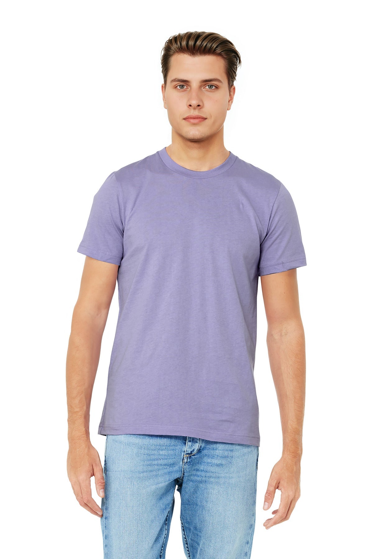 Front View of DkLavender BELLA+CANVAS Unisex Jersey Short Sleeve Tee. BC3001