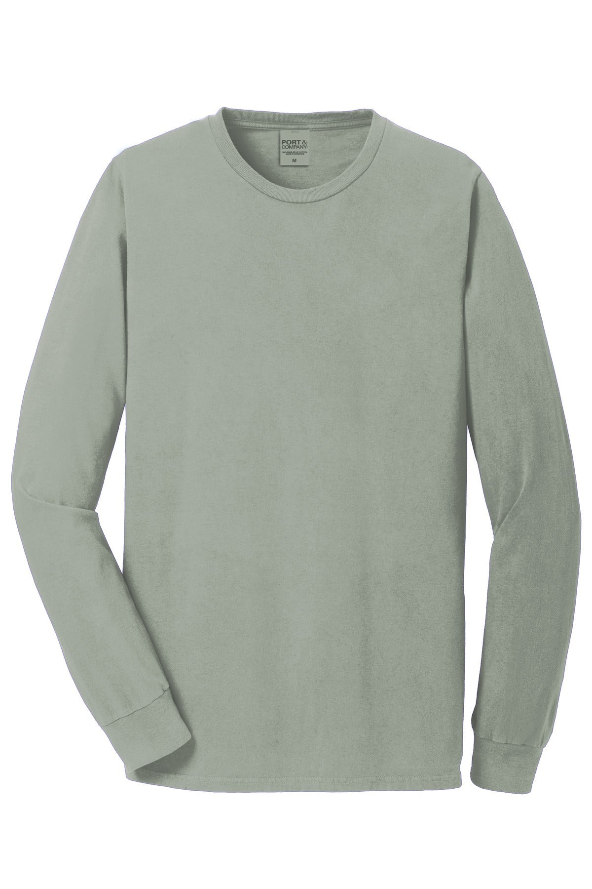 Front View of DoveGrey Port & Co Beach Wash Garment-Dyed Long Sleeve Tee PC099LS