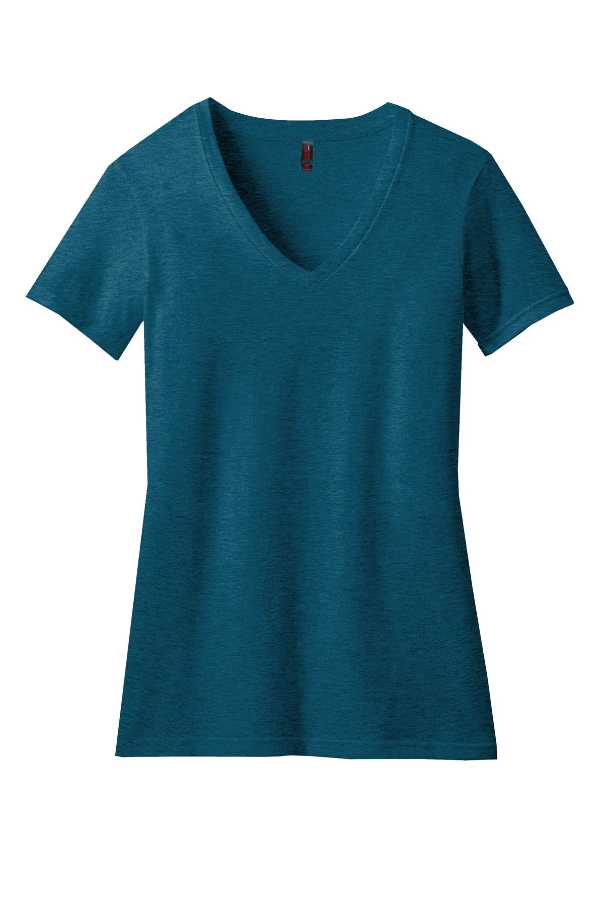 Front View of Dp Turqu Fleck District Women's Perfect Blend CVC V-Neck Tee. DM1190L
