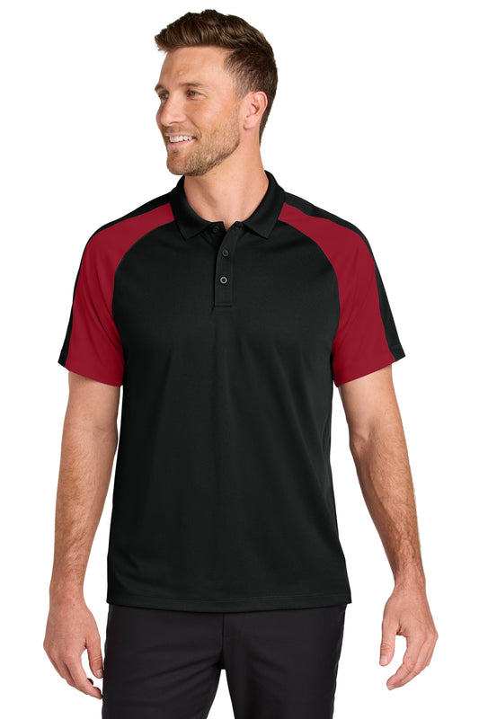 Front View of DpBk/RichR Port Authority Wearever Performance Pique Colorblock Polo K247