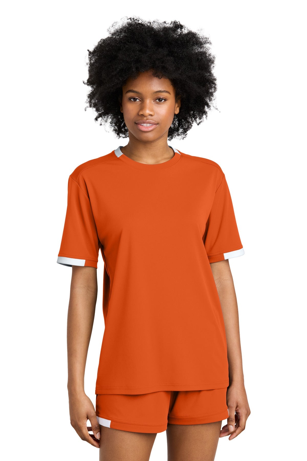 Front View of DpOr/White Sport-Tek Club Short Sleeve Crew ST440