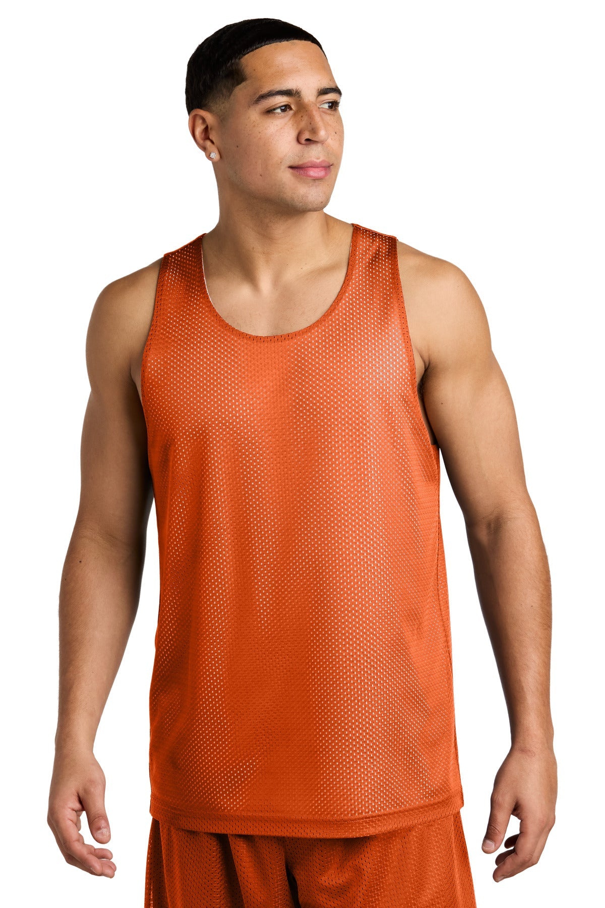 Front View of DpOr/White Sport-Tek PosiCharge Reversible Mesh Tank ST5000