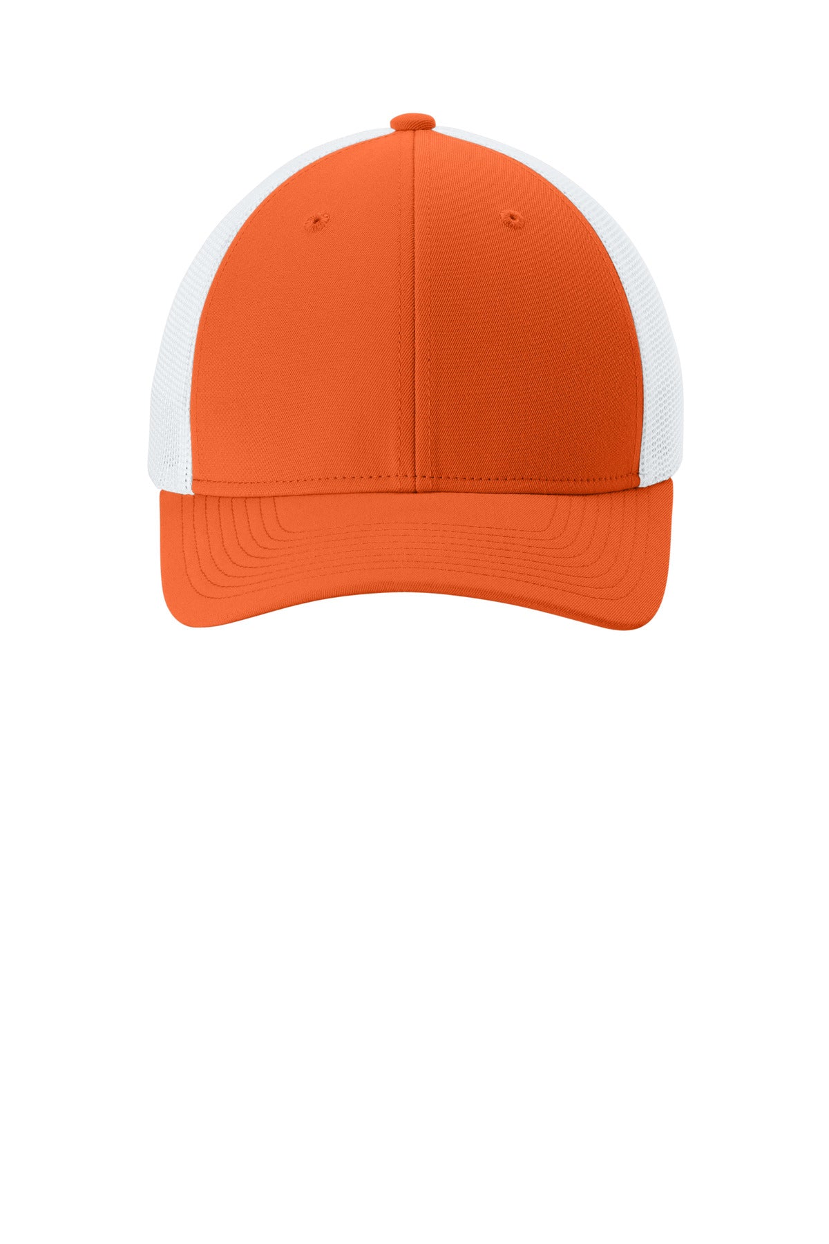 Front View of DpOr/White Sport-Tek Stretch-Tek Mesh Back Cap STC60