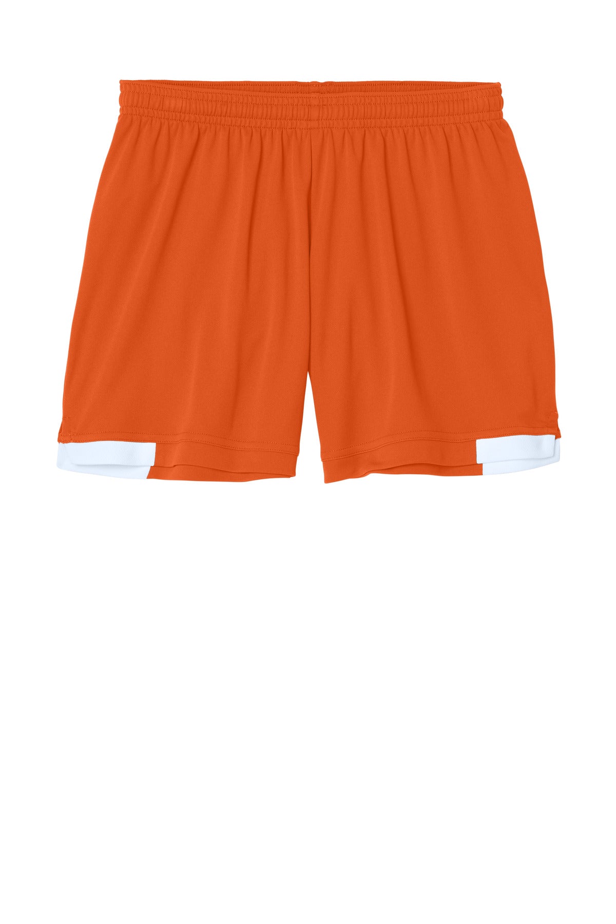 Front View of DpOr/White Sport-Tek Women's Club 5" Short LST442