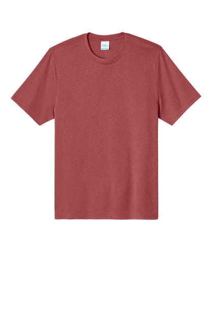 Front View of DpRdHthr Port & Co Heather Performance Tee PC390