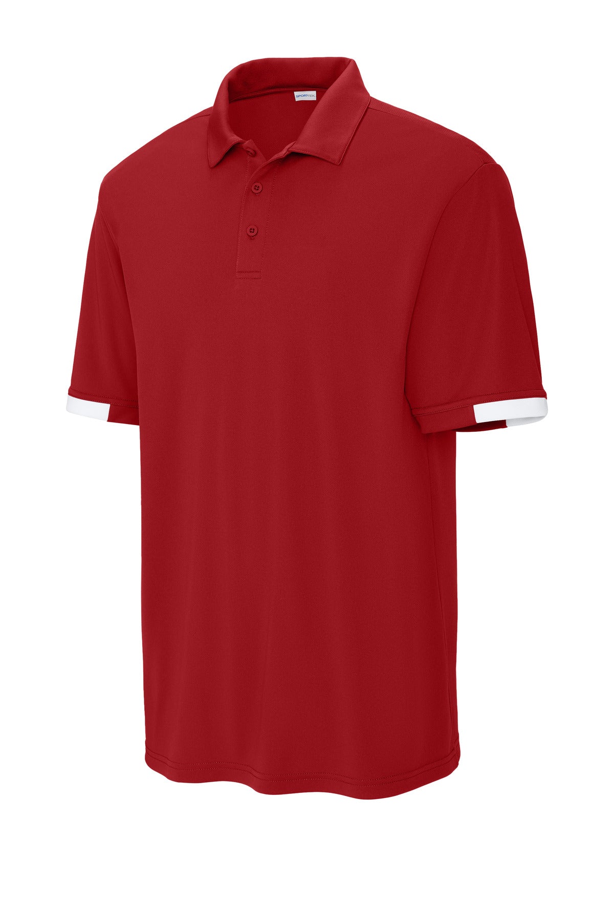 Front View of DpRd/Wht Sport-Tek Club Colorblock Polo ST444